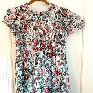 Janie and Jack Ruffle Neck Dress(red, green and white) bubble sleeves